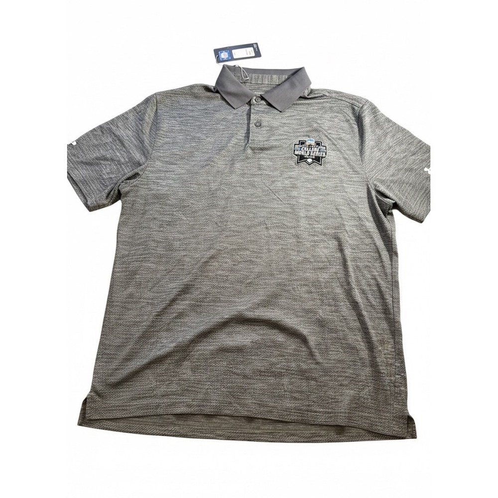 Under Armour Mens Large NCAA 2021 College World Series Omaha Polo Shirt Gray